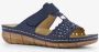 Blue Box dames slippers met perforaties blauw - Thumbnail 6