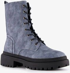 Blue Box dames veterboots denim blauw