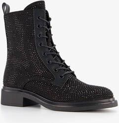 Blue Box dames veterboots met strass steentjes