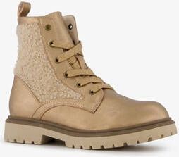 Blue Box meisjes teddy veterboots beige