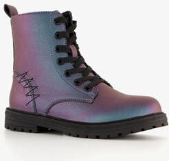 Blue Box metallic meisjes veterboots petrol