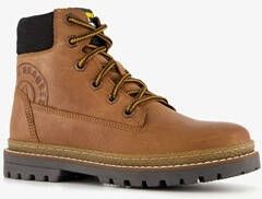 Braqeez leren jongens veterboots cognac