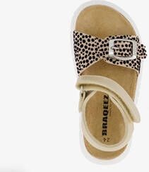 Braqeez leren meisjes sandalen cheetah print goud
