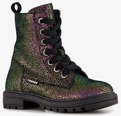 Braqeez leren meisjes veterboots multicolor