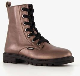 Braqeez leren meisjes veterboots roségoud