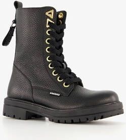 Braqeez leren meisjes veterboots zwart