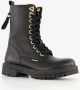 Braqeez leren meisjes veterboots zwart Uitneembare zool - Thumbnail 5