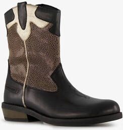 Braqeez leren meisjes western boots zwart goud