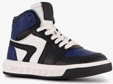 Groot hoge leren jongens sneakers blauw zwart