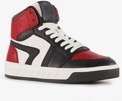 Groot hoge leren jongens sneakers rood zwart