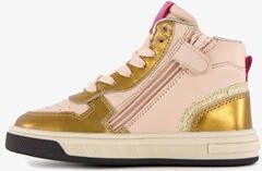 Groot hoge leren meisjes sneaker roze goud