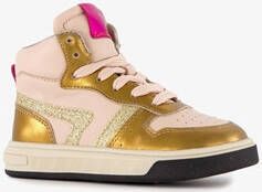 Groot hoge leren meisjes sneaker roze goud