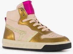 Groot hoge leren meisjes sneaker roze goud