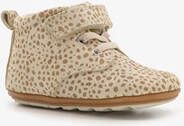 Groot leren babyschoenen beige met stippenprint