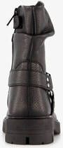 Groot leren meisjes biker boots zwart