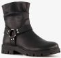 Groot leren meisjes biker boots zwart - Thumbnail 5