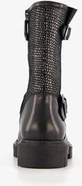 Groot leren meisjes biker boots zwart