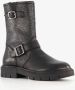 Groot leren meisjes biker boots zwart - Thumbnail 5