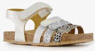 Groot leren meisjes sandalen zilver met glitters