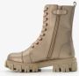 Groot leren meisjes veterboots goud Uitneembare zool - Thumbnail 3