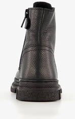 Groot leren meisjes veterboots met studs zwart