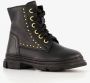 Groot leren meisjes veterboots met studs zwart - Thumbnail 4