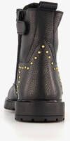 Groot leren meisjes veterboots met studs zwart