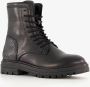 Groot leren meisjes veterboots zwart Uitneembare zool - Thumbnail 5