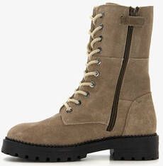 Groot suède meisjes veterboots beige