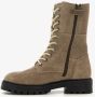 Groot suède meisjes veterboots beige Echt leer - Thumbnail 3