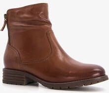 Hush Puppies leren dames enkellaarsjes cognac