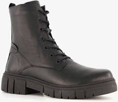 Hush Puppies leren dames veterboots zwart