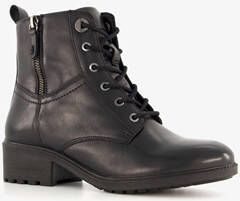 Hush Puppies leren dames veterlaarsjes zwart