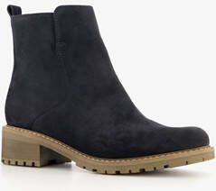 Hush Puppies suede dames enkellaarsjes blauw