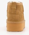 Hush Puppies suede dames enkellaarsjes cognac