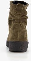 Hush Puppies suede dames enkellaarsjes groen