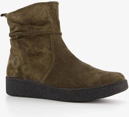 Hush Puppies suede dames enkellaarsjes groen