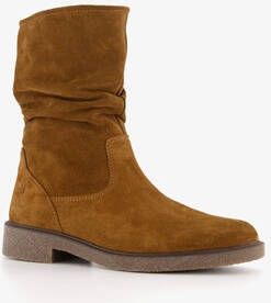 Hush Puppies suede dames enkellaarzen cognac