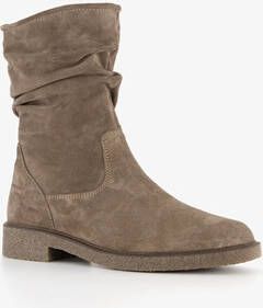 Hush Puppies suede dames enkellaarzen taupe