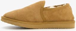 Hush Puppies suede pantoffels met lamsvacht cognac