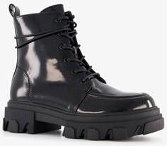 Only Shoes lak dames veterboots zwart