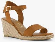 tamaris dames espadrilles met sleehak cognac