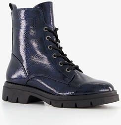 tamaris dames lak veterboots blauw