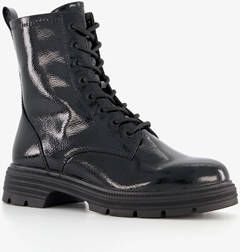 tamaris dames lak veterboots zwart