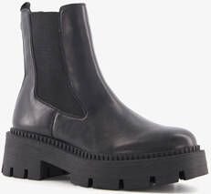 tamaris leren dames chelsea boots zwart