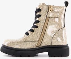 TwoDay leren meisjes veterboots goud glitters