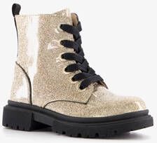 TwoDay leren meisjes veterboots goud glitters