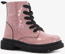 TwoDay leren meisjes veterboots roze glitters