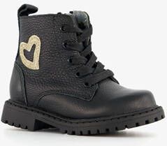 TwoDay leren meisjes veterboots zwart met hartje