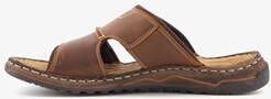 Van Beers leren heren slippers cognac